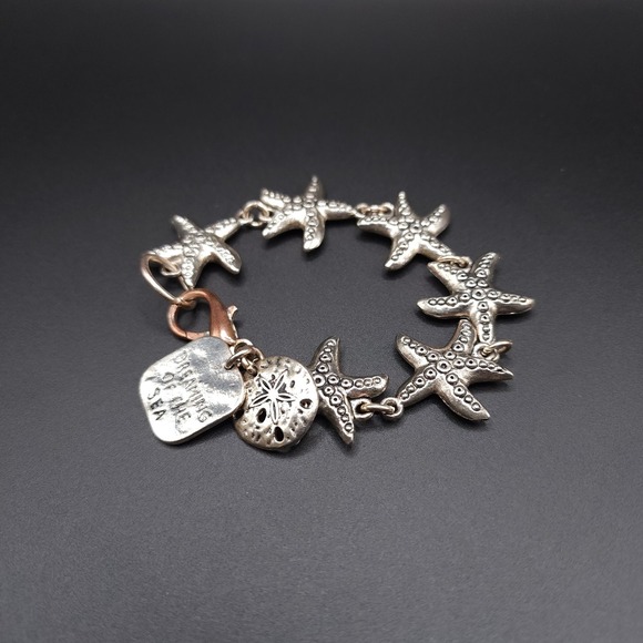 Silver Tone Starfish Bracelet Beach Nautical Jewelry Ocean Style - Picture 7 of 7